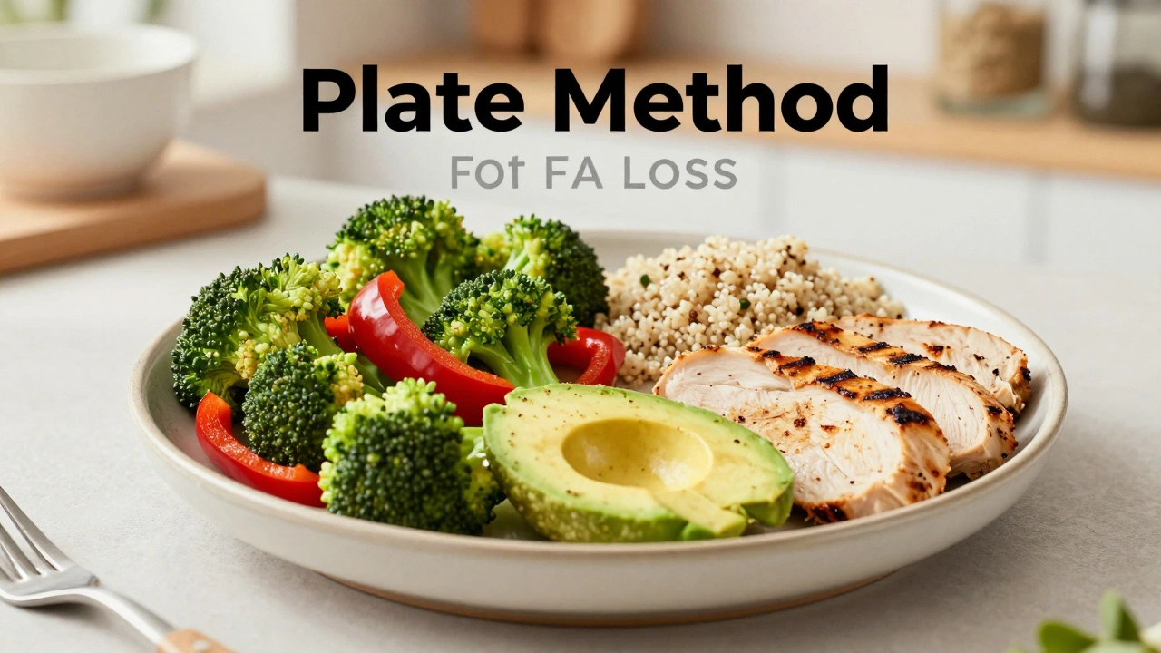 A balanced meal plate with broccoli, quinoa, avocado, and turkey