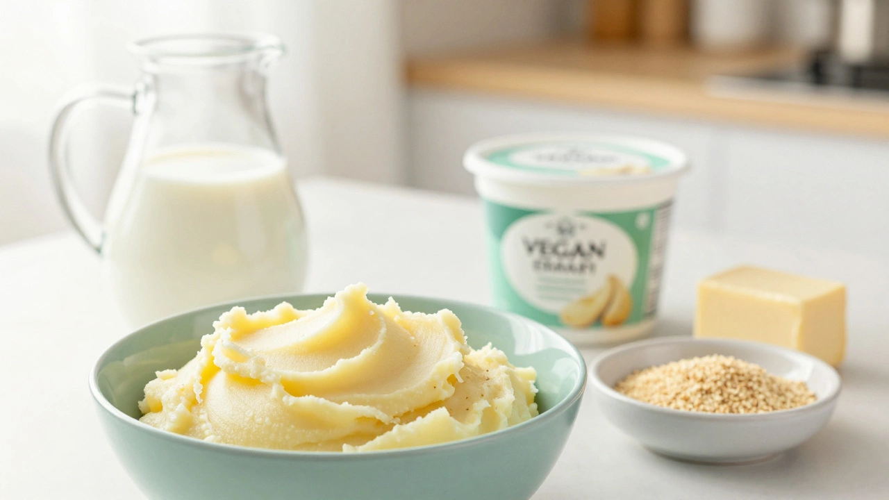 Vegan mashed potatoes with plant-based ingredients