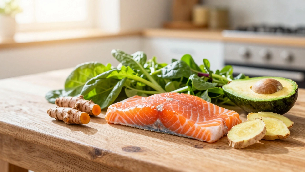 Healthy anti-inflammatory foods like salmon and greens