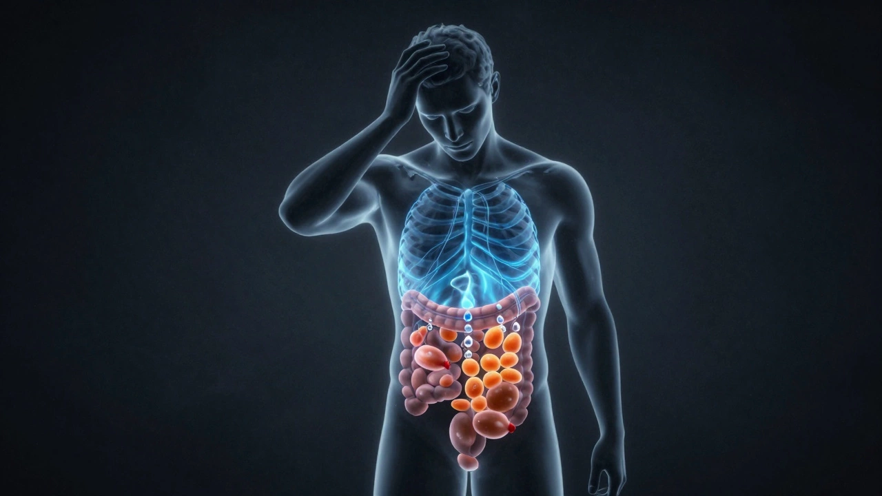 Illustration of metabolic shift showing fat burning and water loss during keto flu phase