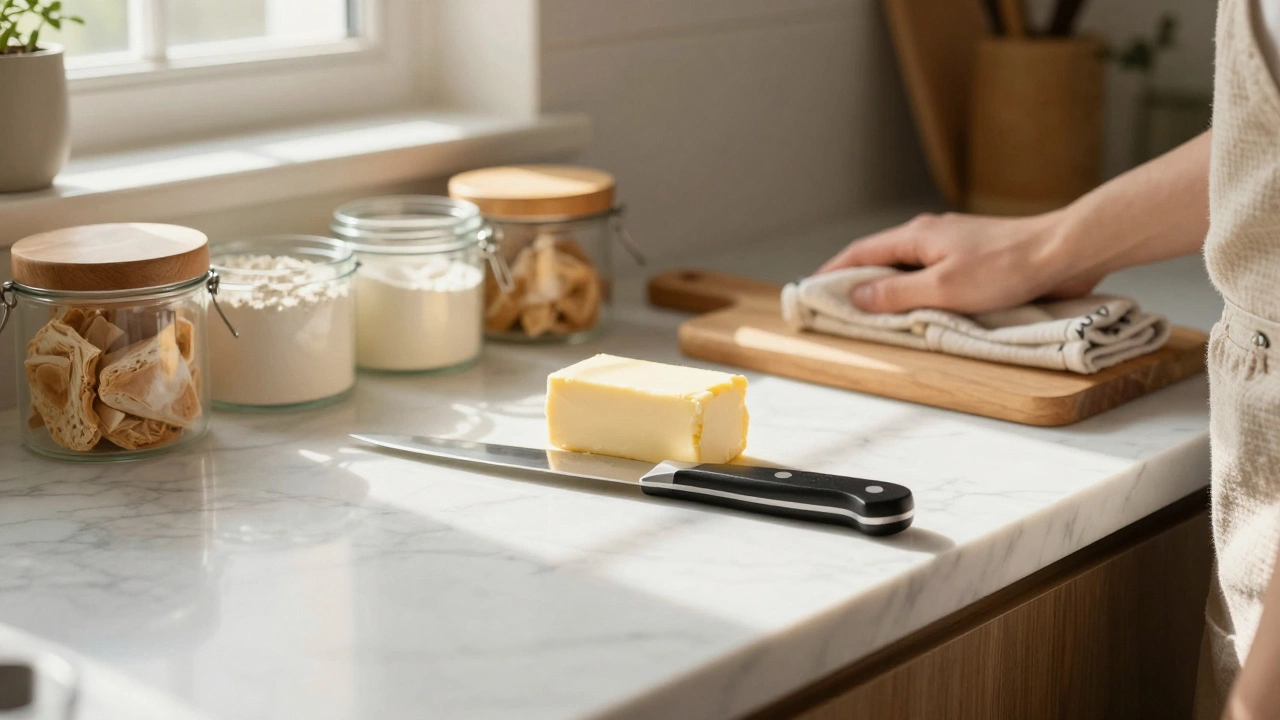 Clean kitchen counter with dedicated butter knife