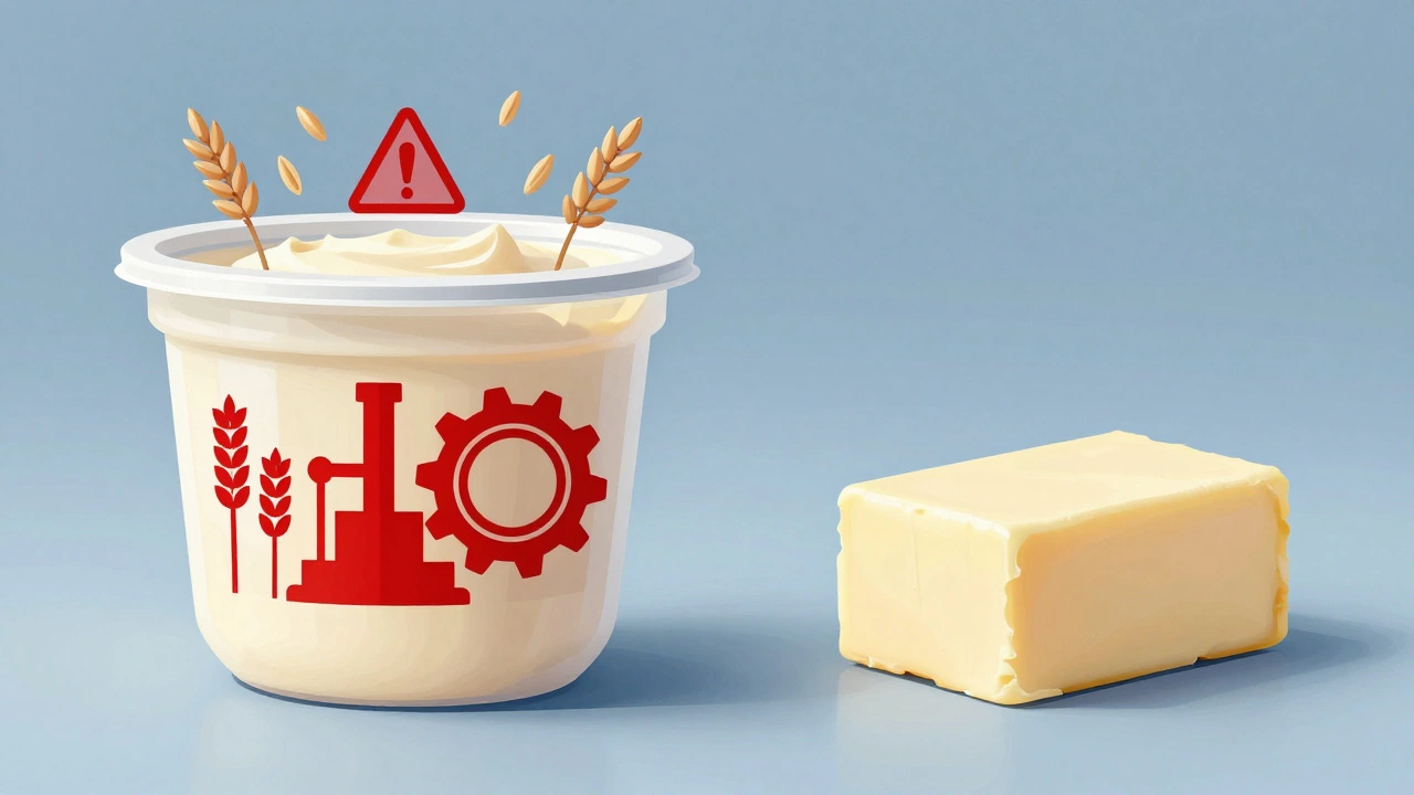 Illustration showing hidden gluten risks in margarine