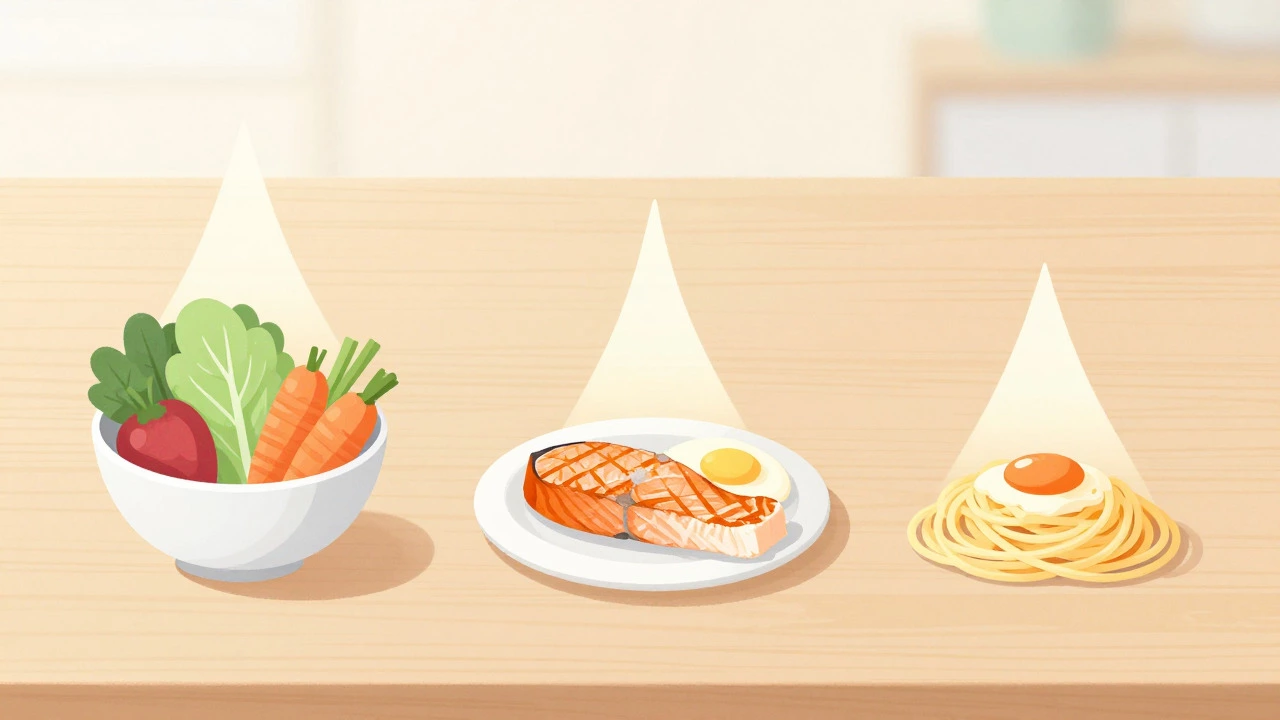 Visual guide showing correct food eating order for health