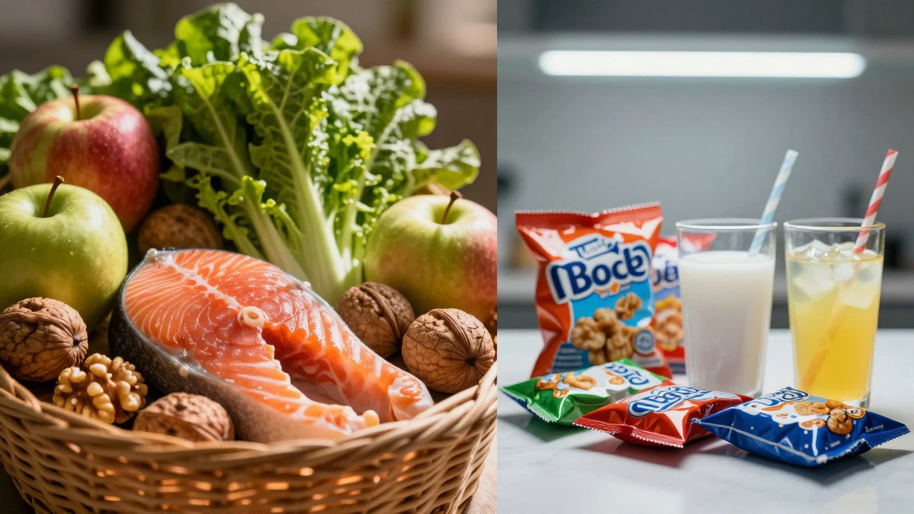 Comparison of fresh whole foods vs processed packaged snacks