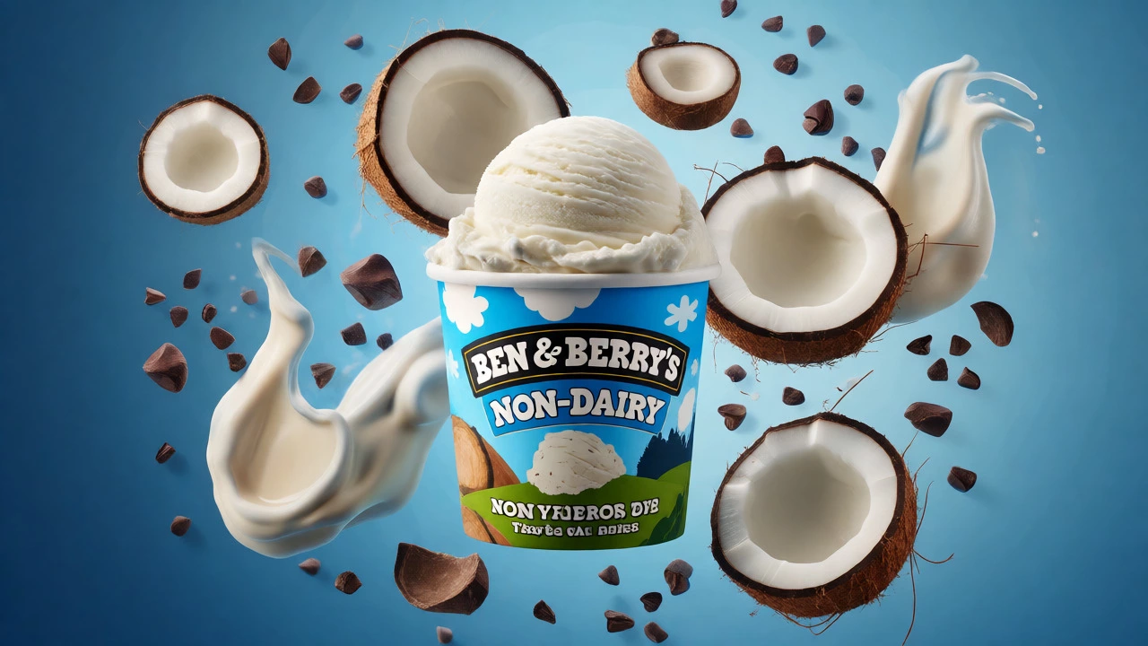 Non-dairy ice cream pint with coconuts and cacao