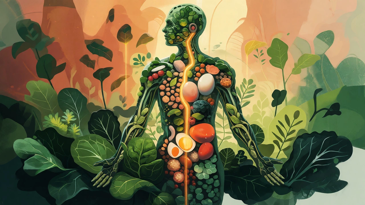 Conceptual art of a human body formed by healthy foods